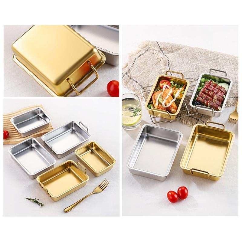 Practical Rectangular Cake Tins Efficient Stainless Steel Oven Tray For Roasting Baking Healthy And Rusts Resistant