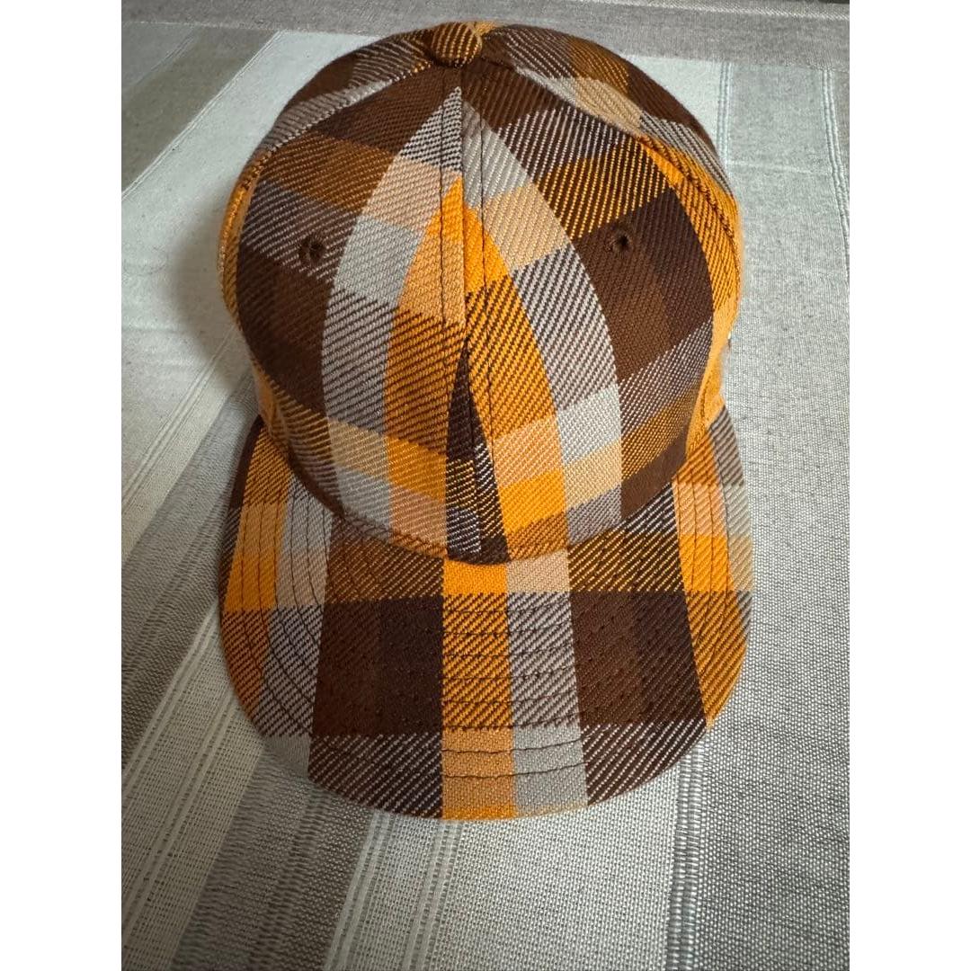 Used AOTO worn Abathing Ape Check New Era Orange 7 1/2
