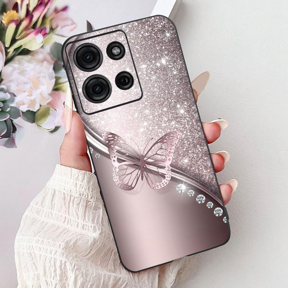 For Motorola G05 G15 Power G35 G55 G75 E15 Phone Case Back Cover Girly Fashion Flower Butterfly Paintong Soft TPU Bumper Fundas