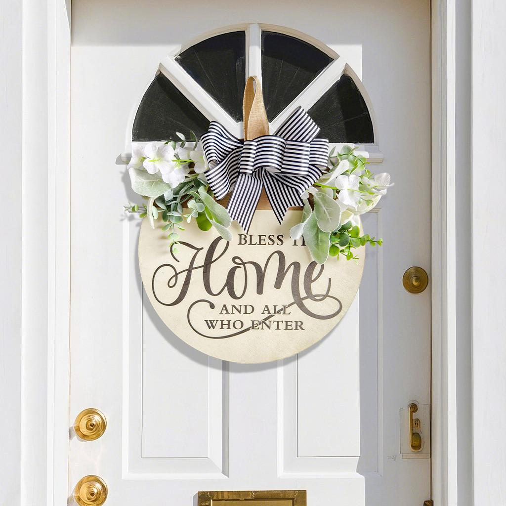 Sign Welcome Farm Outdoor Yard Decor With Artificial Flowers And Bow Butterfly