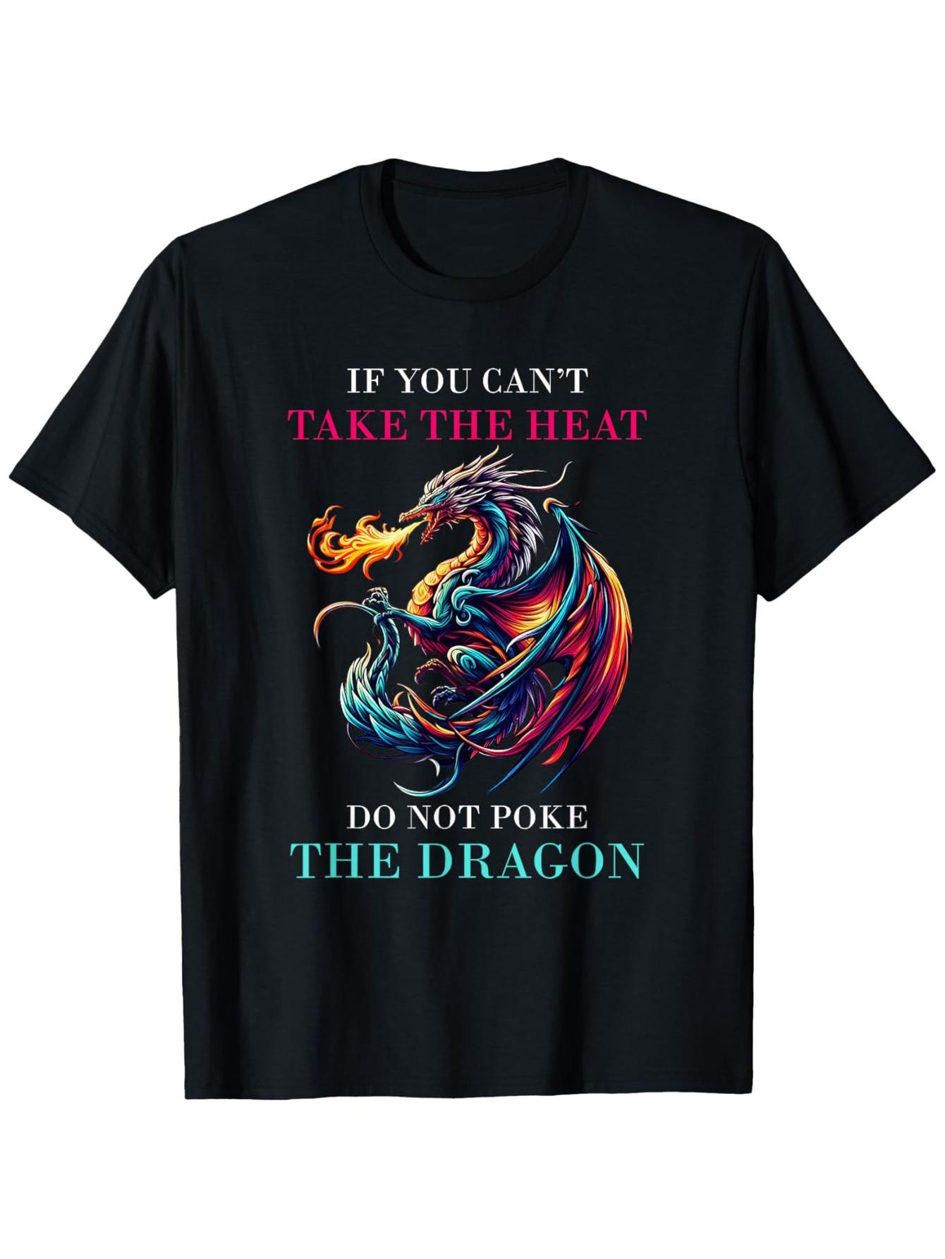 Men s  If you can t withstand the heat, please don t touch the dragon  pattern T-shirt -  t shirt for men redtube logo - Men ... S