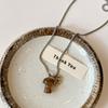 Mushroom Pendant Necklace Steel Spotted Tigers Eye Stone Delicate for Unique Style Enthusiasts and Matching Multi Styles
