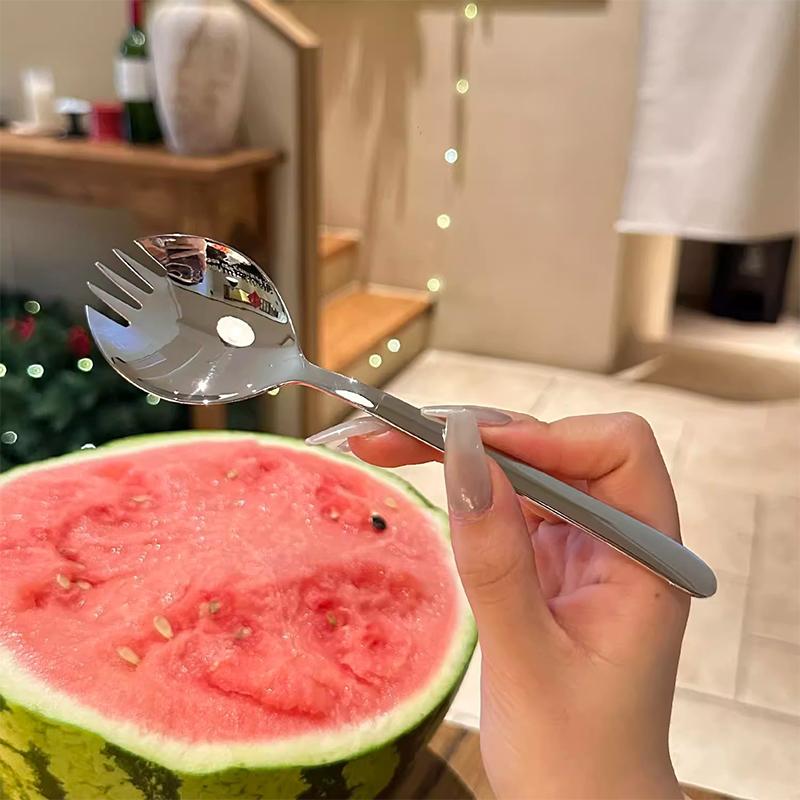 Lingură de Salată din Oțel Inoxidabil Lingură Creativă Furculiță Furculiță pentru Paste Lingură pentru Tăiței Instanți Lingură pentru Pepene Verde Furculiță pentru Tort Desert