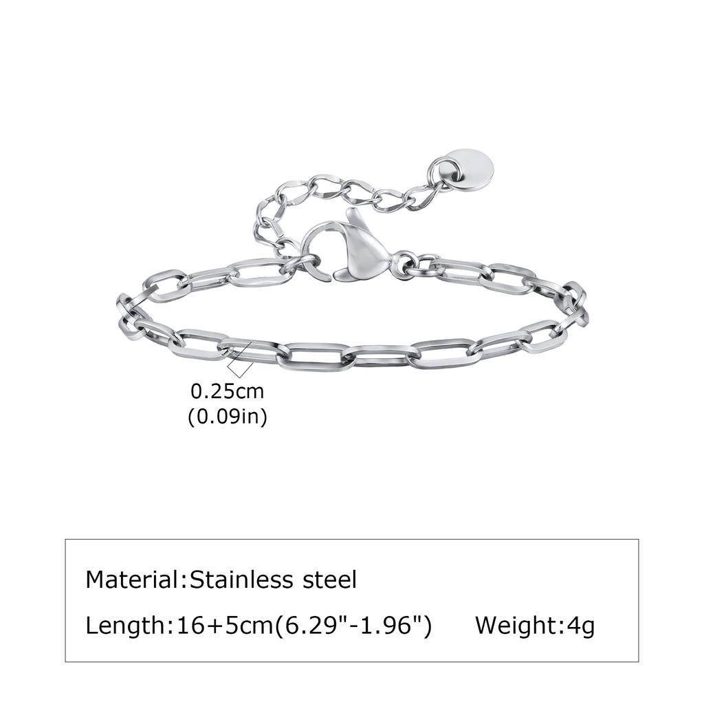 Men's Thin Chain Bracelet,Adjustable Stainless Steel Metal Chain Wristband,Classic Hip Hop Trendy Jewelry Gift for Him