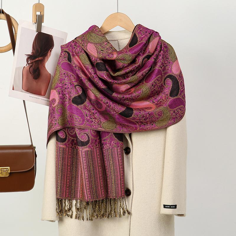Foulard Paisley Imprime Design Hijabs Pour Femme Cachemire Pashmina Chale Dame Enveloppement Chaud Hiver Foulards Femme