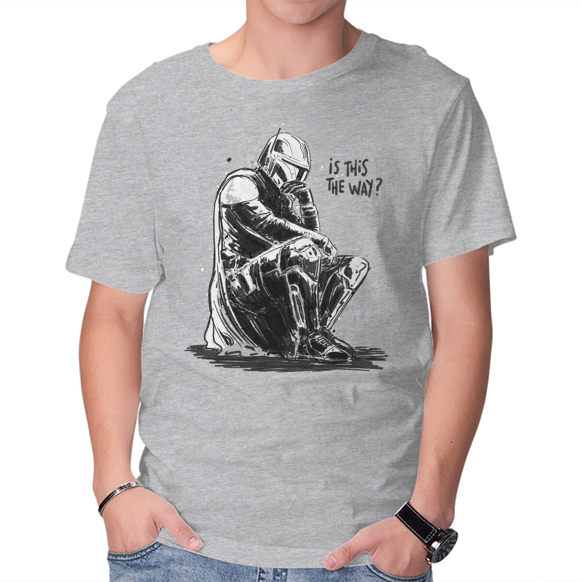 Unisex Crew Neck T-Shirt Is This The Way Graphic Short Sleeve Casual Tee M