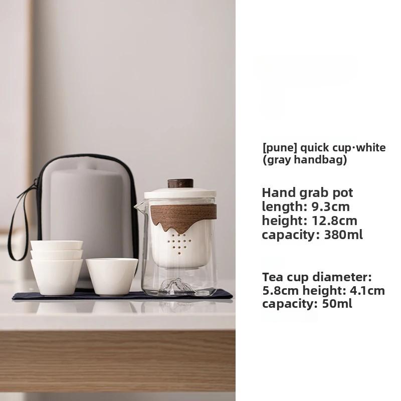 

Ceramic Panda Portable TeaCup Set Traveling with 1 Pot and 4 Cups of TeaSet Self Use Underglaze Colored Kuaike Cup outdoors