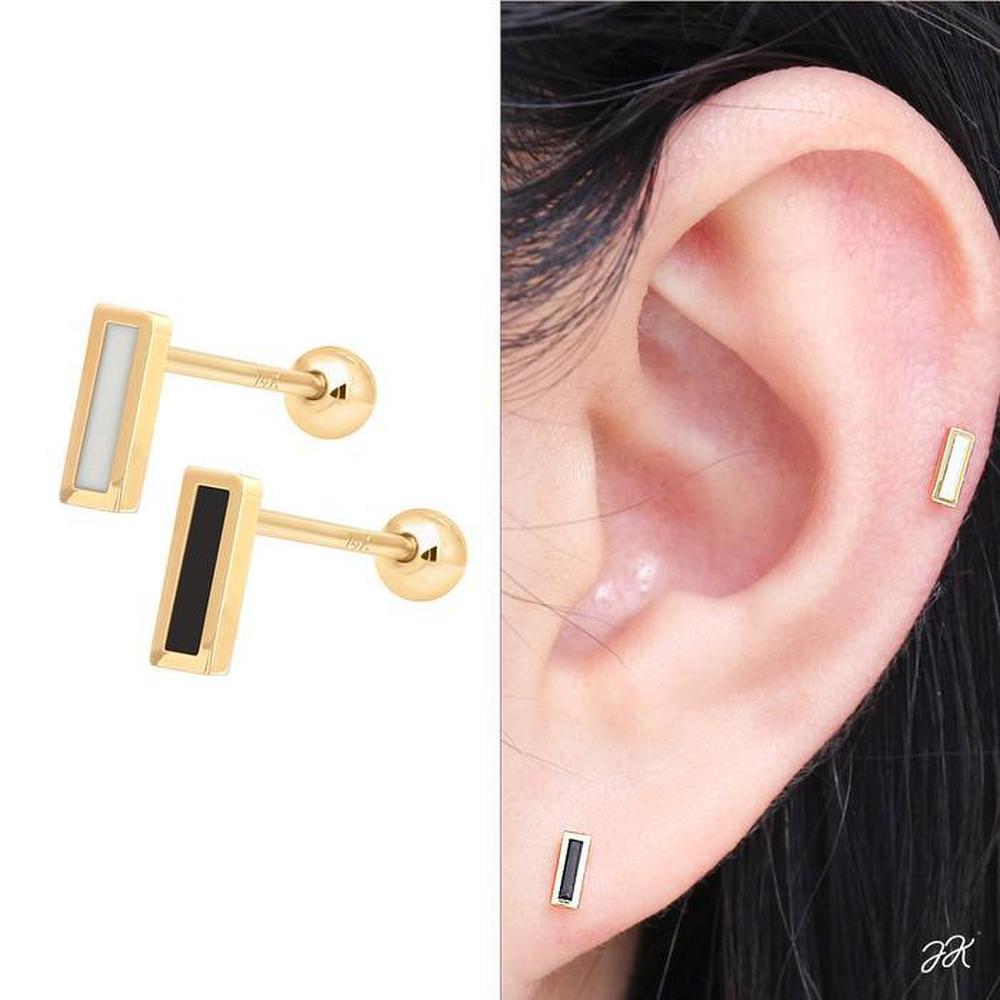 14K Gold Needle Gold Square Stick Layered Piercing (S8888922)