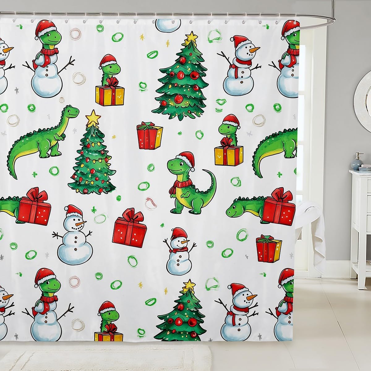 

Christmas Dog Shower Curtain Set,Cute Cartoon Corgi Bathroom Decor Pet Lovers Gifts For Kids Girls Boys,Xmas Tree Snowflake W60H190(CM)-1 Pcs