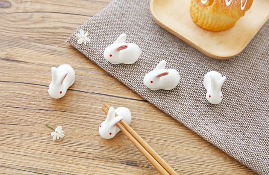 Speed Mao Cute Rabbit Ceramic Chopstick Set of 6 Rests,