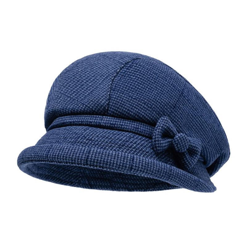 Elegant Women's Beret Hat With Bow - Autumn Winter Short Brim Beanie, Stylish & Warm Casual Headwear For Women Mother'gift New