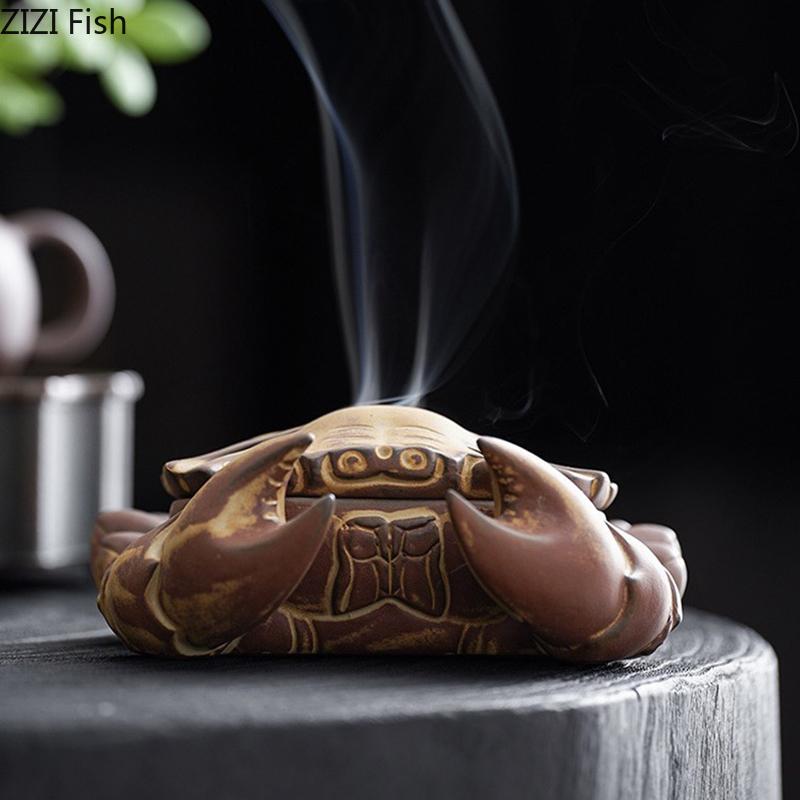 Creative Crab Shape Ceramic Insence Burner Aromatherapy Tray Room Aroma Diffuser Censer Incense Ash Plate Home Aroma Container