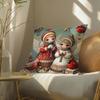 Cute Cartoon Prints For Kids Pillow Case Double-Sided Plush Sofa Cushion Covers Organic Breathable Invisible Zipper