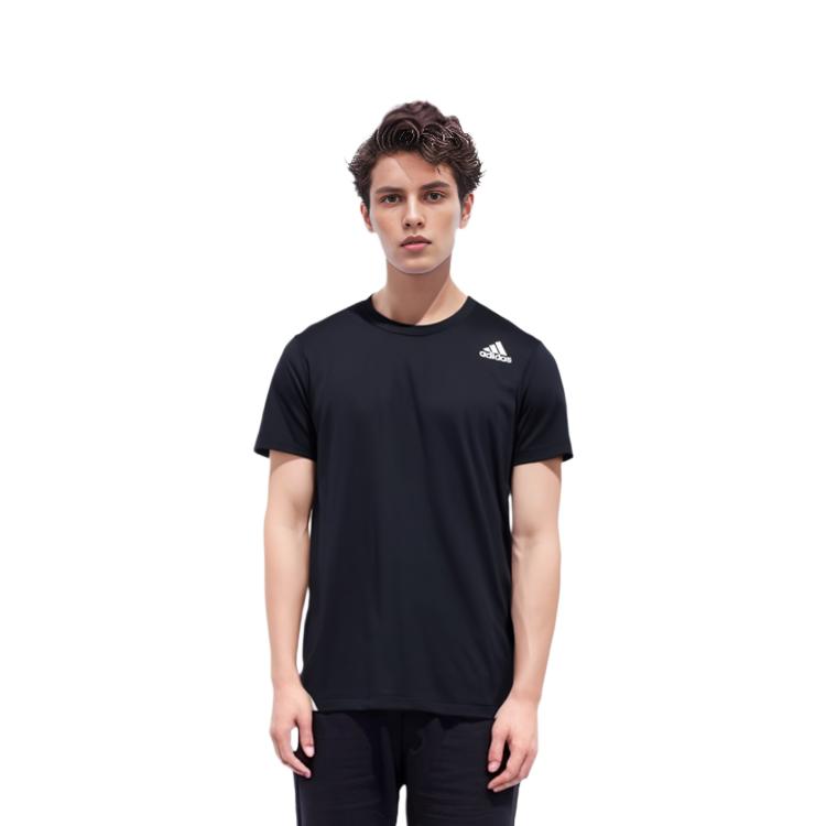 Adidas T Shirts Men's Black Crew Neck Moderate Straight Fit GU6388