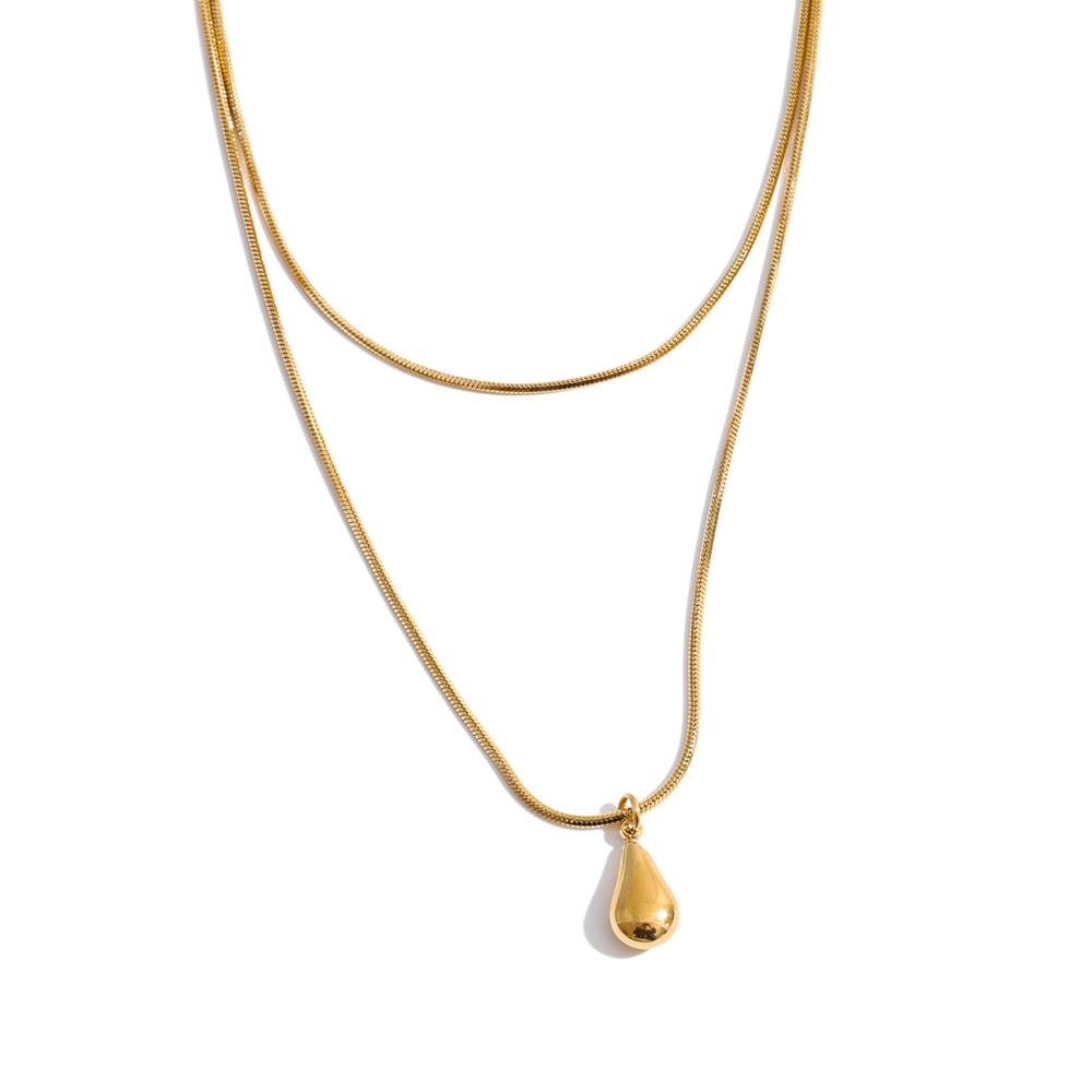 

Yhpup Stainless Steel Double-Layer Chain Chic Pendant Drop Necklace 2026 Fashion Stain Less Metal Charm Casual Daily Jewelry