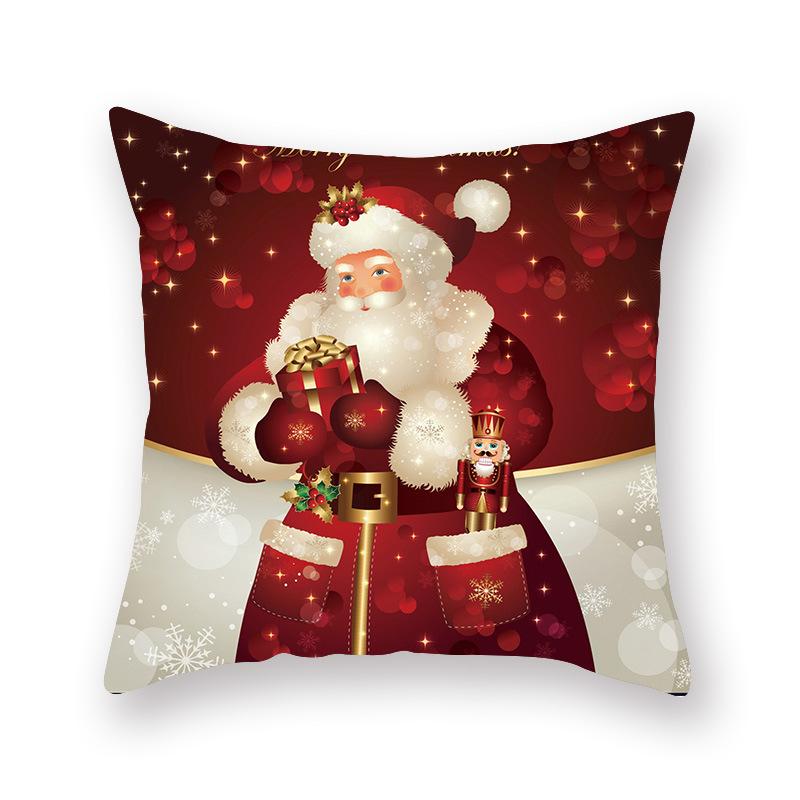Cartoon Print Christmas Pillow Holiday Decoration Sofa Pillow Case Christmas Cushion