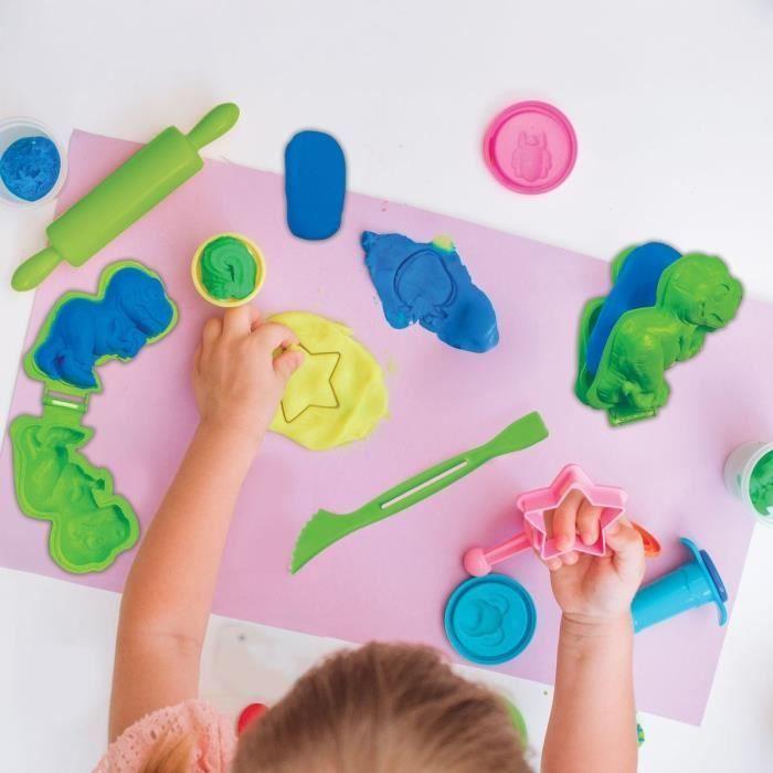 LEXIBOOK - Kit de dinosaures en pâte à modeler malléable et fluorescente