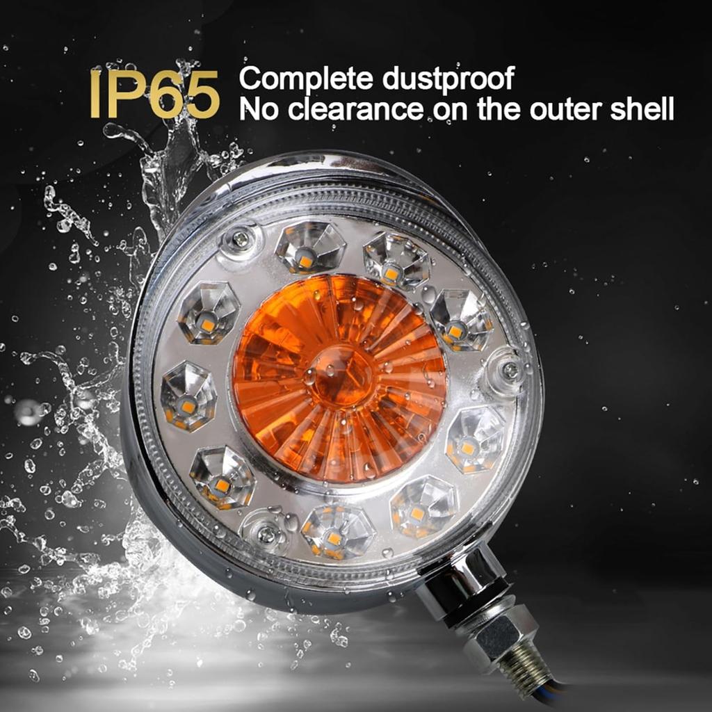 Double Face Marker Light 28LED Side Marker Lights Yellow/Red Turn Signal Lights Stop Light for 24V Cars Trailers Tractors Buses (1 Pack)