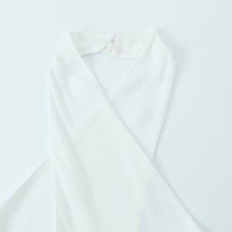 Fashion Style 2024 Summer Female Open Back Cross Design Hanging Collar Strappy Sleeveless Tank Top Tops 3034318