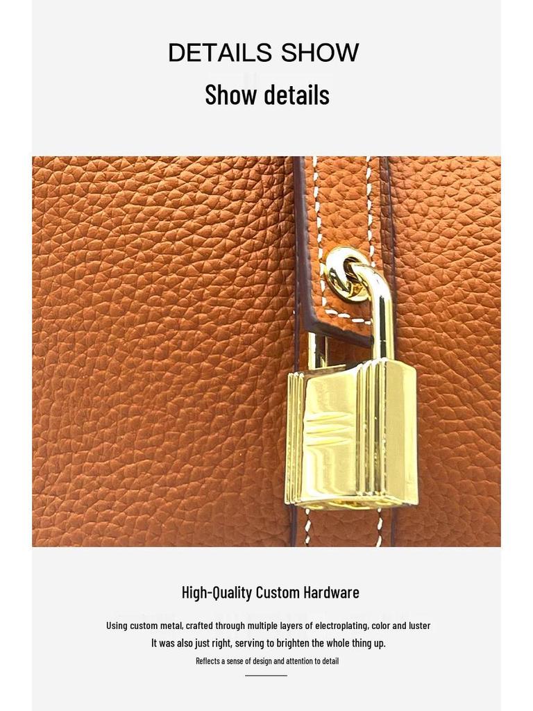 Women's Genuine Leather Bucket Handbag - Large Capacity, High-End Cowhide Veggie Basket Style