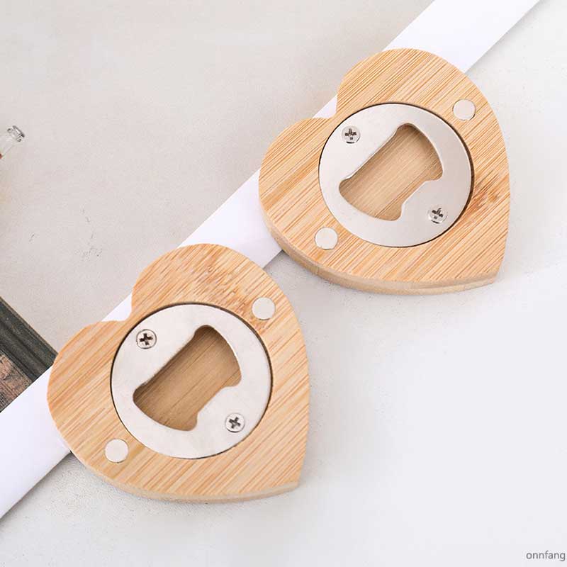 1/5/20PCS Beer Bottle Opener Heart Shaped Bamboo Magnetic Opener Portable Fridge Magnet Beer Opener Bar Wedding Home Party Tools