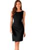 Allegra K Women's Boat Neck Ruched Bodycon Dress for Work or Office, Sleeveless Sheath Dress, Black, Size S