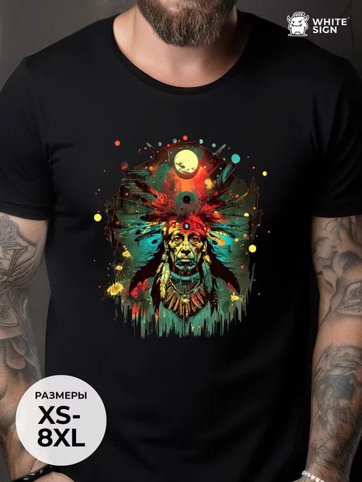 Oversized cotton T-shirt with Cosmic Shaman print XL