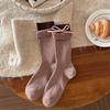 Japanese Sweet Ballet-Style Bow Socks for Women–Designer Double Ribbed Cuff with Flared Hem,Spring/Fall Versatile Stacking Socks