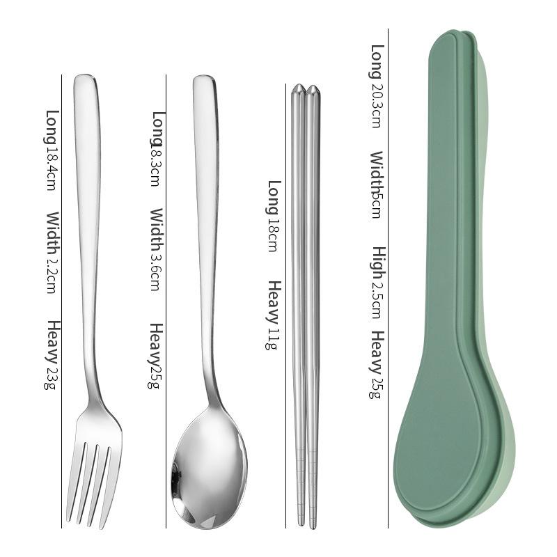 Set de tacâmuri portabile din oțel inoxidabil, 4 piese, pentru călătorii în aer liber