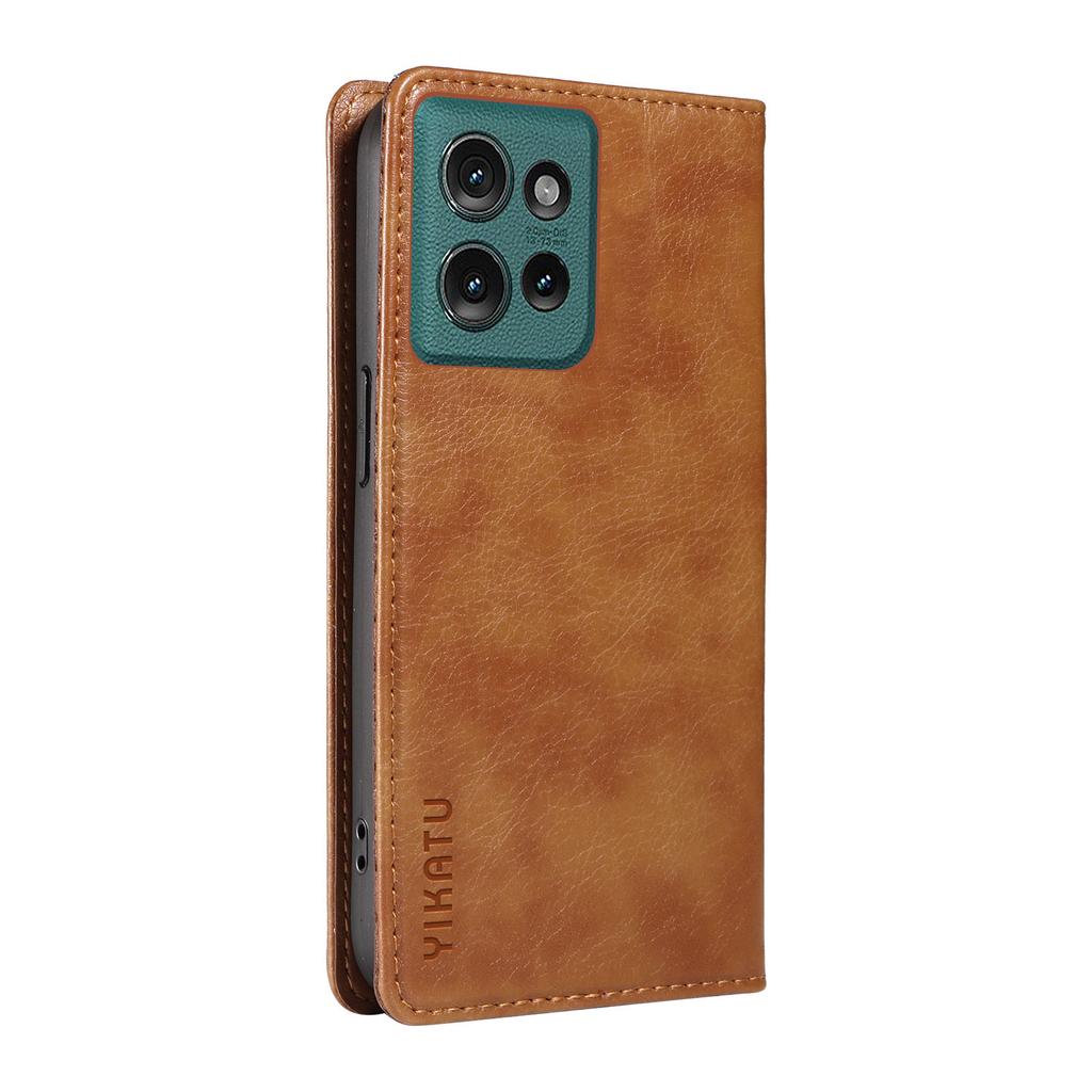 YIKATU YK-006 For Motorola Edge 50 5G Case Wallet Litchi Grain Leather Phone Cover Magnetic Auto-Absorbed