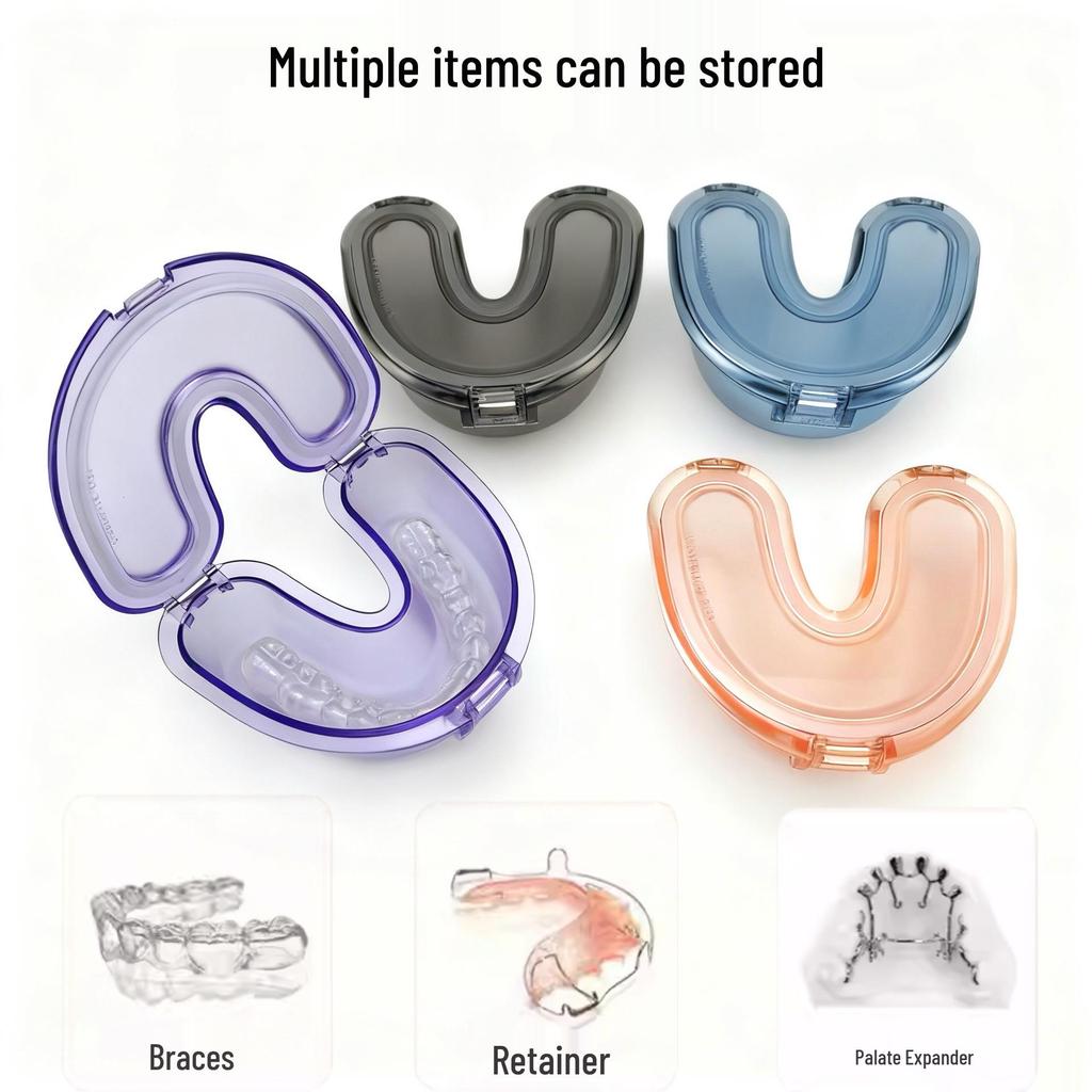 Portable U-shaped Orthodontic Retainer Storage Box for Adults & Children