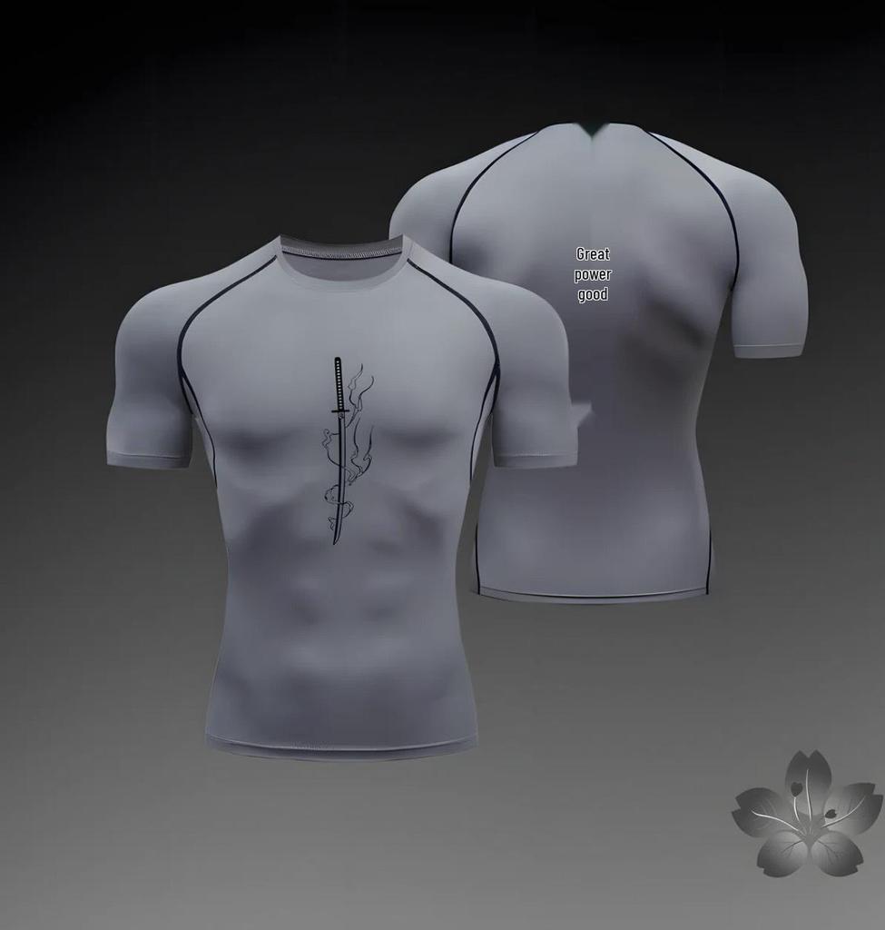 2024PRO Men's Fitness Quick-Dry Bodybuilding T-Shirt - Breathable, Tight Abdomen Shaping, Short Sleeve.