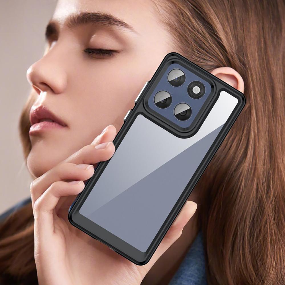 WANLONFENG XC Series For Motorola Edge 60 Fusion 5G Case TPU Acrylic Phone Cover with Tempered Glass (Big Lens Hole)