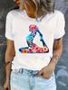 Lady Women's Short Sleeve T-shirt Floral Yoga Silhouette Design Print Breathable Fabric Outfit