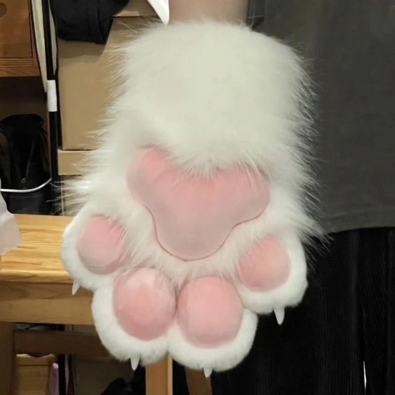 Kawaii Cartoon Cosplay Kostüm Handschuhe Fellige Fursuit Plüsch Katzenpfoten Handschuhe Quietschend Kig Warm Cosplay Requisiten Geschenke