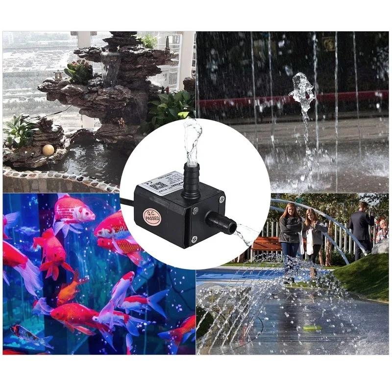 Aquarium Mini Submersible Oil Water Pump Ultra-quiet Max Lift 3 Meters 220L/H DC 12V for Fish Tank Aquarium Fountain Circulating
