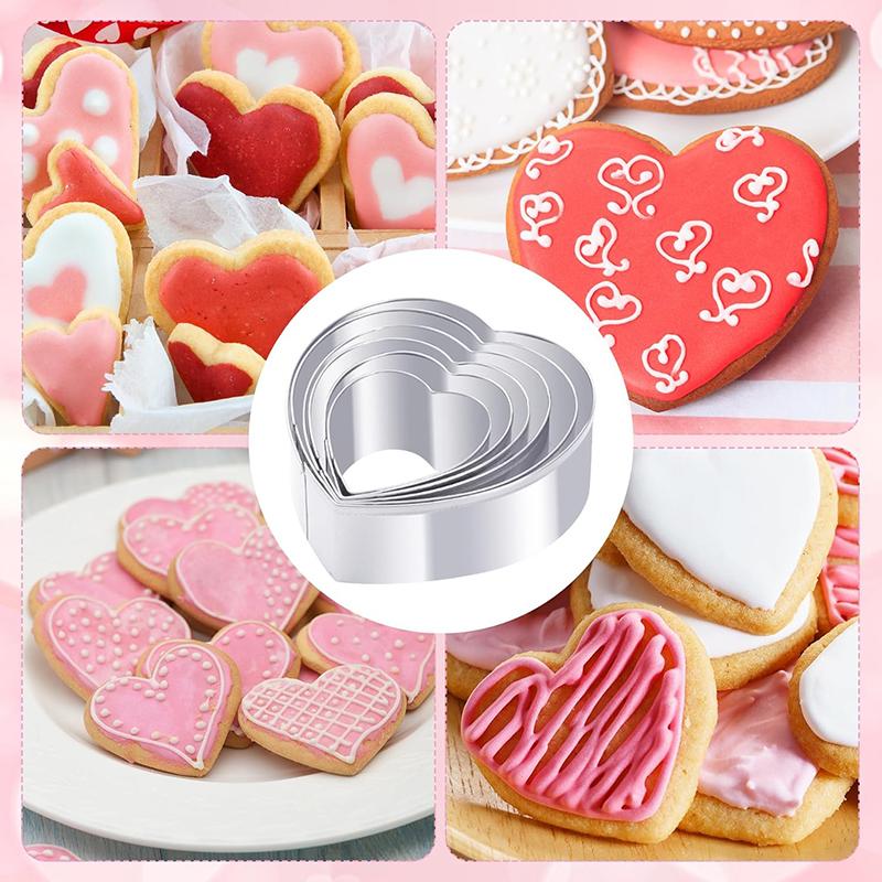 Stainless Steel Cookie Mold Set Heart Shape 6 Piece Cake Mould Cookie Cutter Set Baking Accessories Cake Decorating Tools