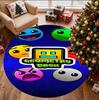 Geometry Dash Pattern Round Rug, Indoor/Outdoor Mat, for Picnic, Gameroom, Bedroom, Office, Living Room, Home Decor Carpet, Birthday Gift