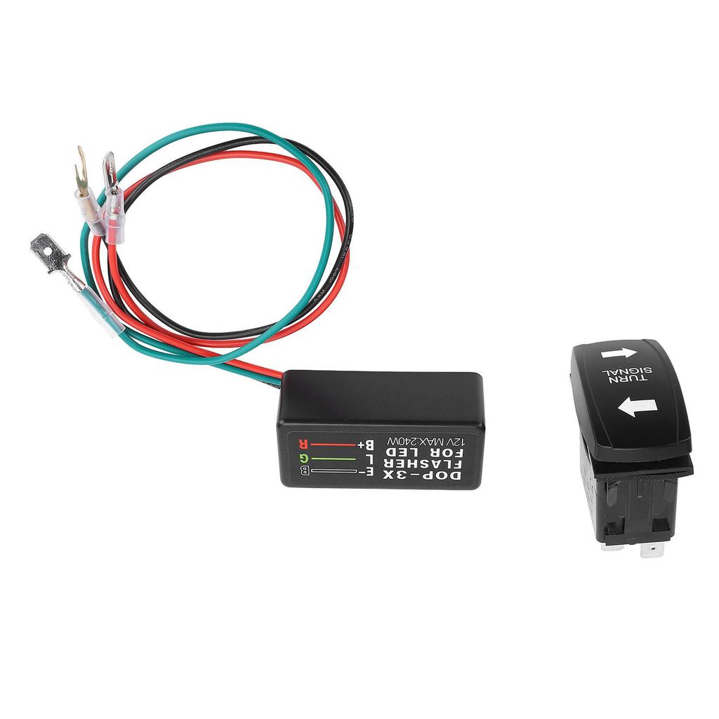 DC12 24V Turn Signal Rocker Switch with Flasher Green LED for ATV UTV RV Vehicle Off Road Pickup Tractor Boat Motorcycle
