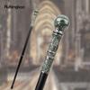 Silbergrüner Luxus-Gehstock mit rundem Griff, modischer Gehstock für Party, dekorativer Gehstock, eleganter Spazierstock mit Crosier-Knopf, 93 cm