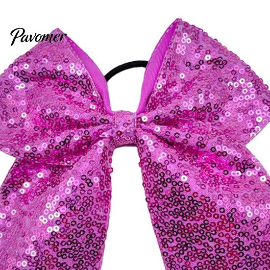 Shiny Hair Bows for Girls Sequins Bows, Elastic Tie, Large Cheerleading Stage Costume Accessories Band Ponytail Holder, Glitter Scrunchies Women Teens