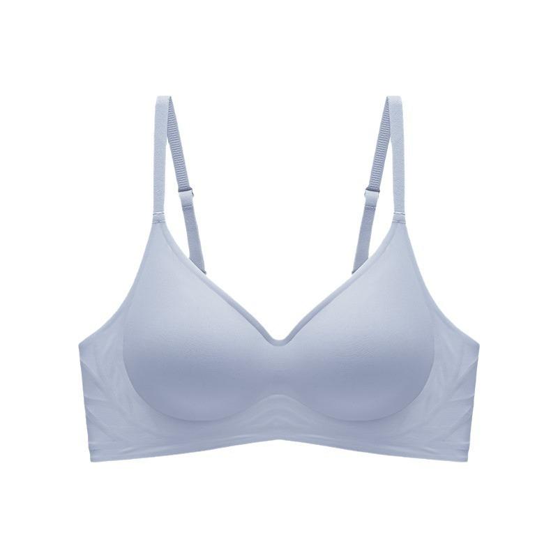 Soft Support Jelly Glue Fixed Cup Ice Silk Underwear Women's Summer Thin Breathable Gathering Bra Cover No Trace No Steel Ring