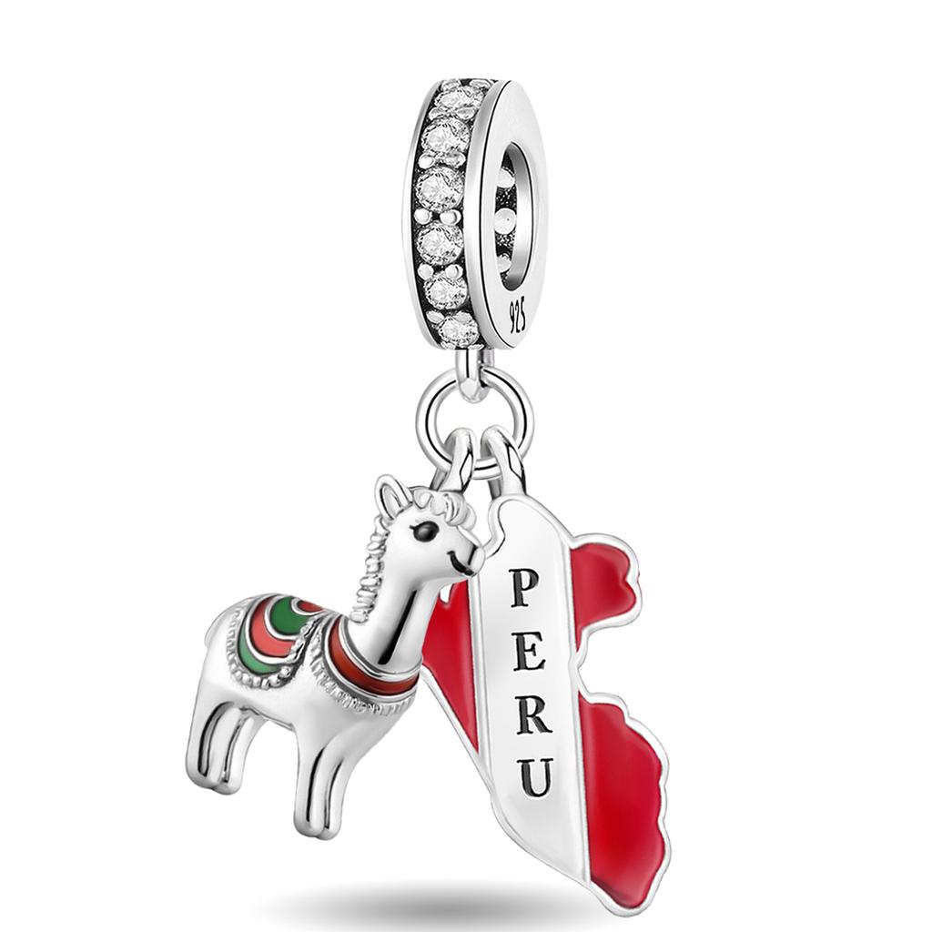 Copper Windmill Columbia Brazil Various Countries Charms Beads Fit Original Pan Bracelets Bangles Fine Jewelry Gift