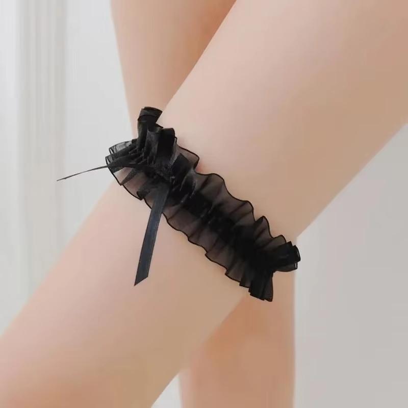 Women Sexy Bow Lace Leg Ring Lingerie Floral Garters Belt Bowknot Loop Wedding Bridal Cosplay Lolita Girl Stocking Suspender