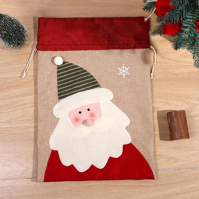 Cross-Border Christmas Snowman & Reindeer Drawstring Bag: Small & Large Gift Candy Packaging