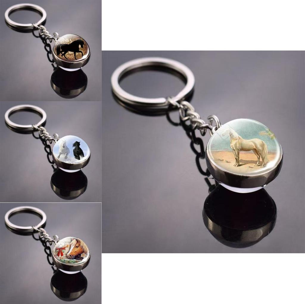 Glass Key Tag With Animal Motif And Round Shape For Gift And Everyday Carry
