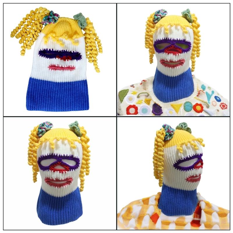 Clown Balaclava Hat for Adult Teens Knitted Clown Hat Cold Weather Balaclava Hat Photo Headwear Masquerades Accessories