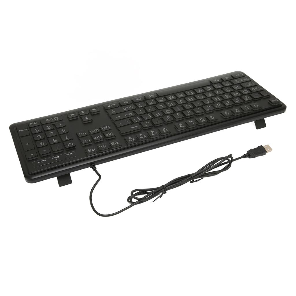 Large Print Keyboard Large Bold Letters 104 Keys Standard Full Size USB Wired White LED Backlit Computer Keyboard
