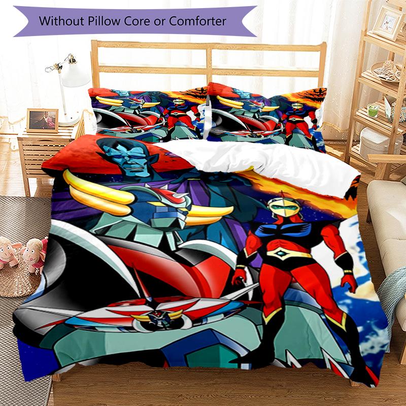 3pcs UFO Robo Grendizer pattern bedding set duvet cover set includes duvet cover &pillowcases, perfect all season bedroom decoration & gift