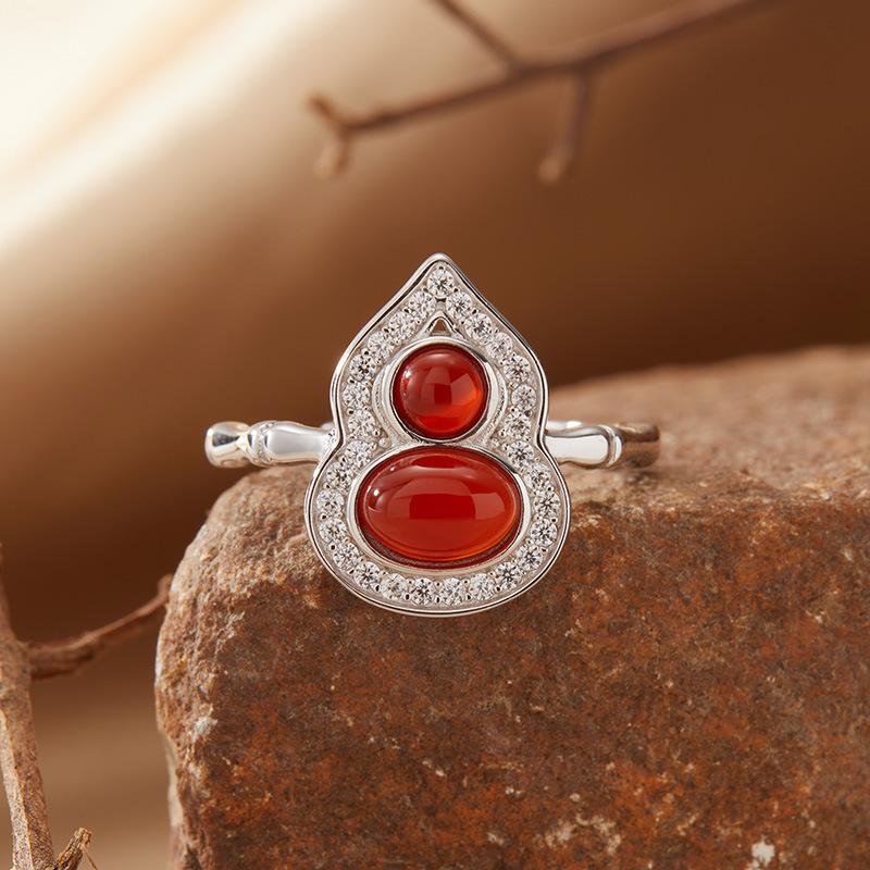 Natural Garnet Turquoise Hetian Jade Lapis Lazuli Nanhong Gourd Pendant Necklace Women S Set S925 Sterling Silver Colored Treasure